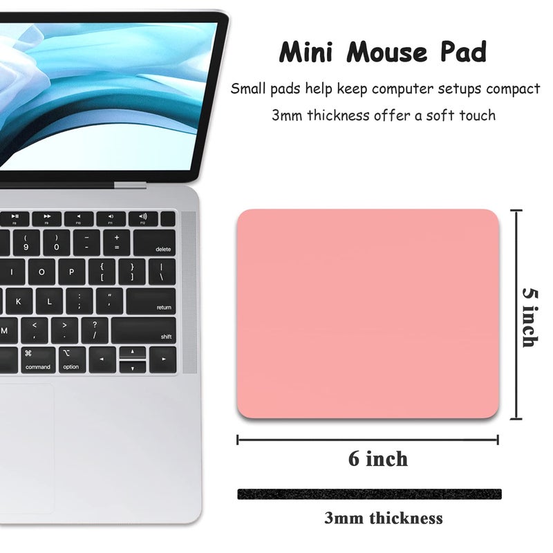 Dapesuom Small Mouse Pad  5 x 6 Inch Thick Rubber Premium-Textured Non-Slip Portable & Washable Mini Mouse Mat for Women Men Wireless Laptops Keyboard Tray Gaming Computer Office Travel  Rose Pink - Image 2